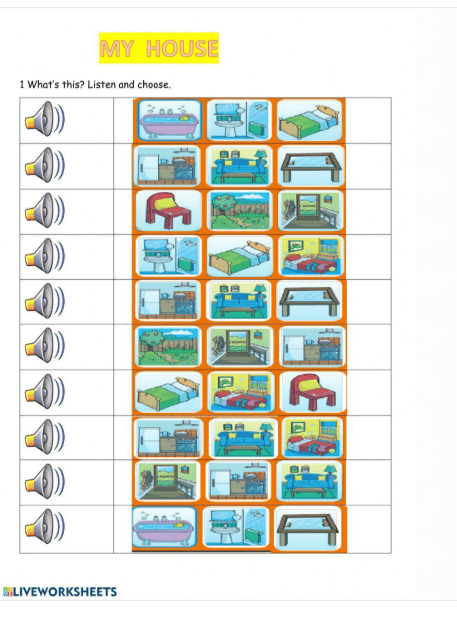 My House Worksheet by María Mercedes Pérez Ordóñez